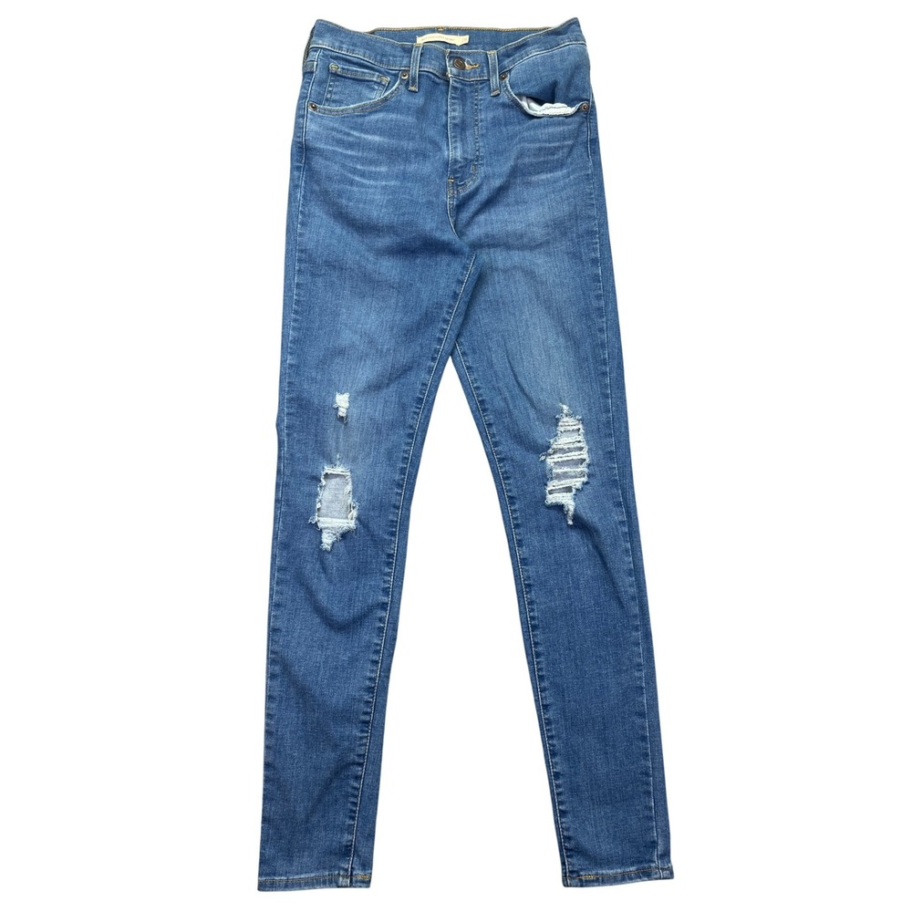 Levi's Mile High Super Skinny Ripped Distressed Jeans Women's Sz 28 Fits 27"